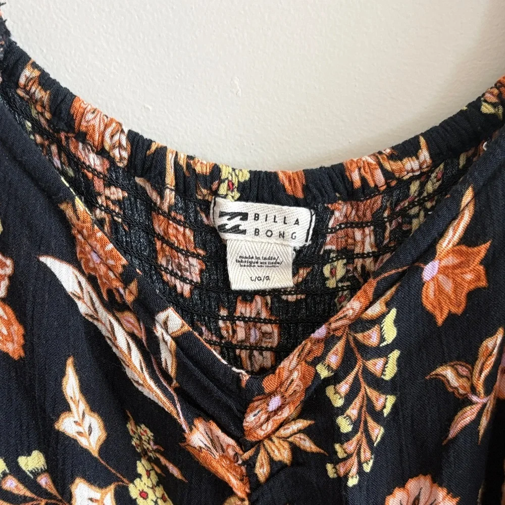 Billabong Black Floral Long Sleeve Dress - Picture 2 of 8